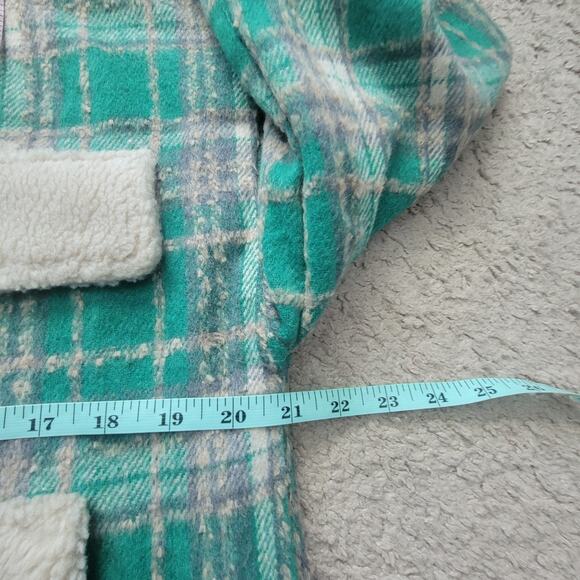 NWT Panache Apparel Womens S Westport Plaid Snap Button Sherpa Trim Jacket Green - Picture 6 of 14